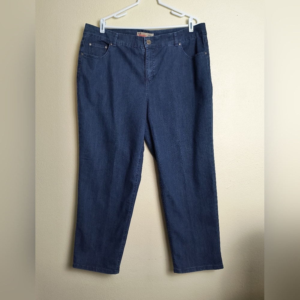Jms Stretch Classic Denim Women's Straight Leg Jeans - Deep Blue 22W Short
